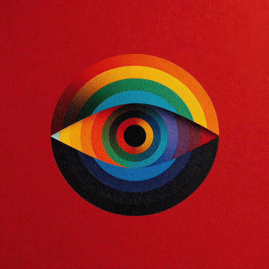 bold graphic eye with layers of color