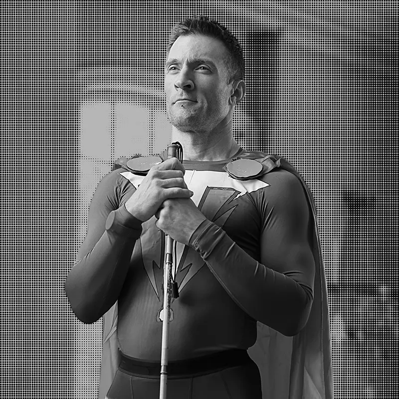 mike tubiak in a super hero costume